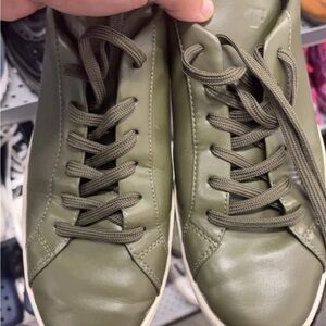 Olive Green Men's Boat Shoes - Low Profile Lace-Up